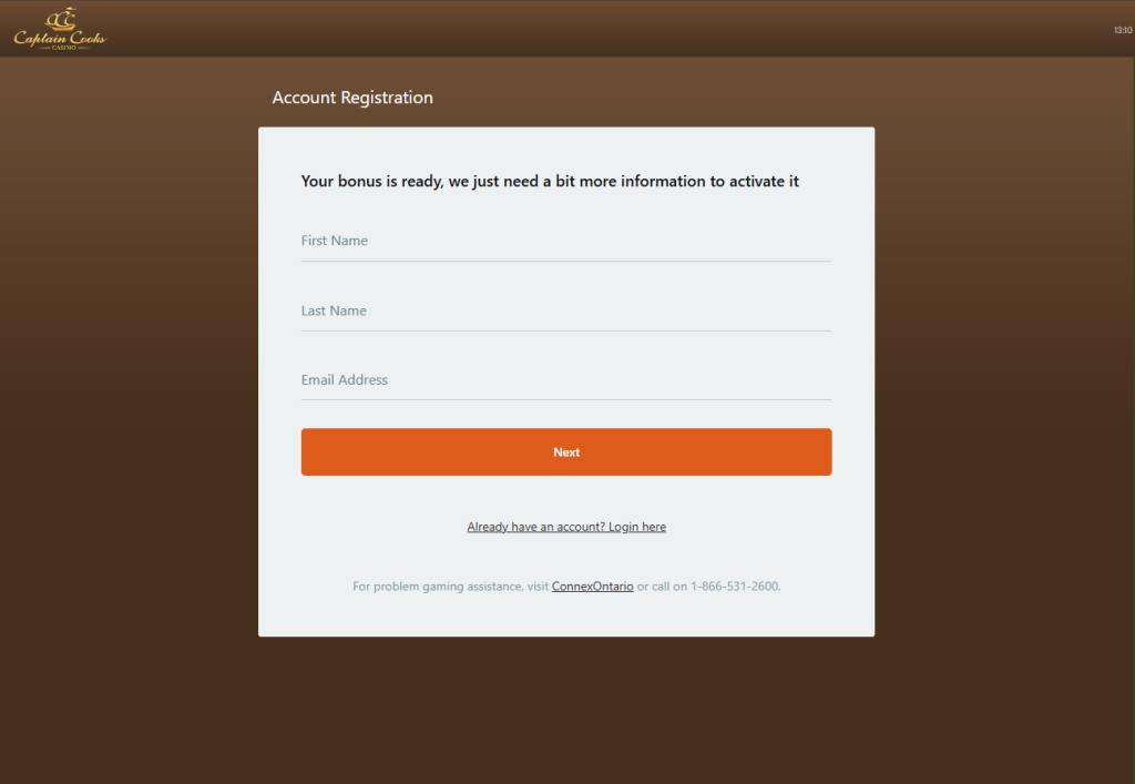 Captain Cooks Casino Registration